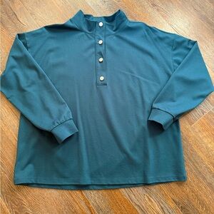 Ann Taylor deep green rhinestone button top